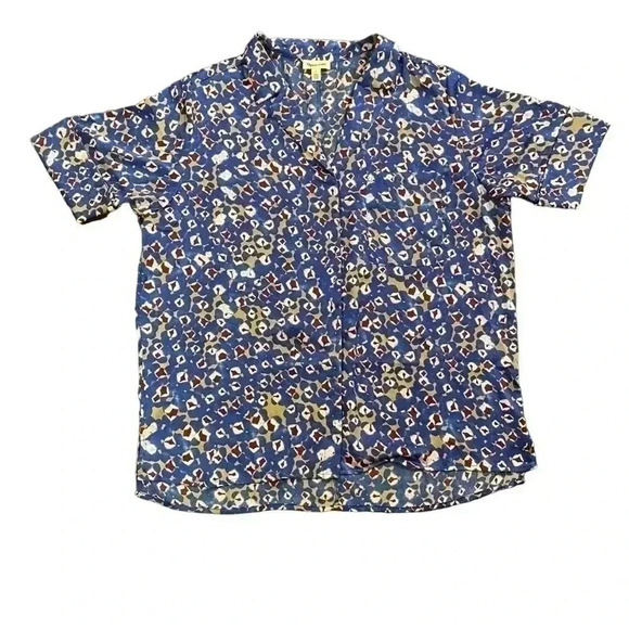 SATIN CAMP SHIRT IN BLUE DAZZLE ZOE DOT Size Large - Picture 3 of 11